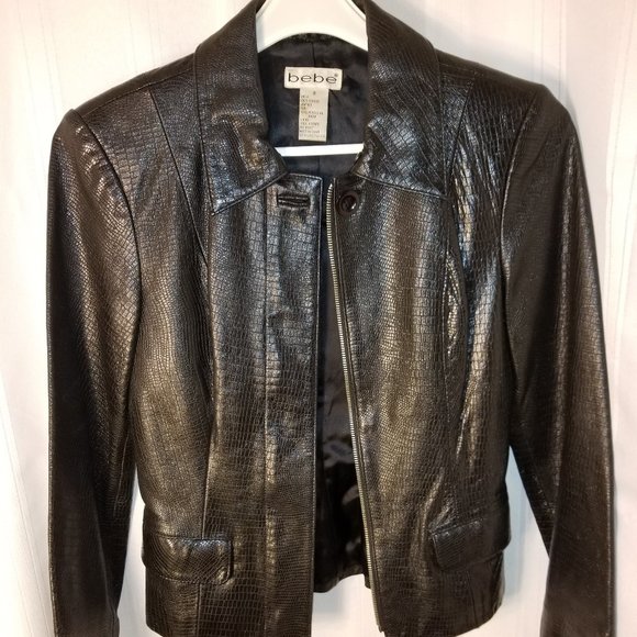 EUC BEBE Leather "Black" Jacket Size S - Picture 4 of 7
